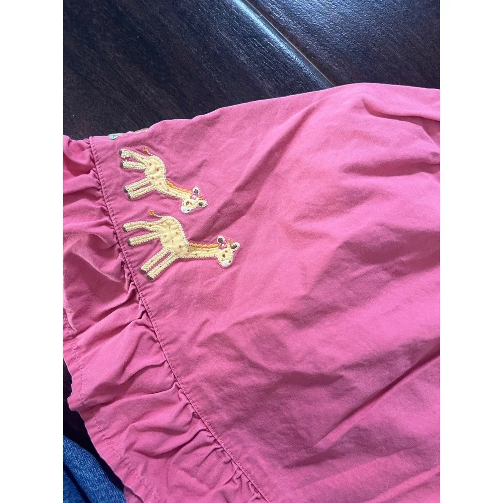 Gymboree Baby Girls Pink Giraffe Embroidered Halter Ruffle Dress 3-6 Months